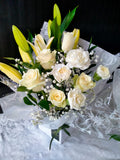 White Rose & Lily Gift Box Bouquet