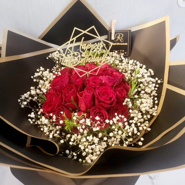 Happy Birthday / Happy Anniversary Red Rose Bouquet